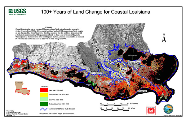 100+ Year Louisiana Land Change Map