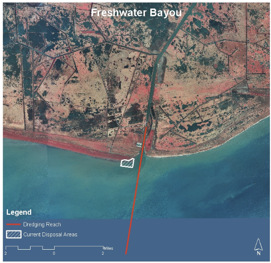 Image of Freshwater Bayou with dredging line 