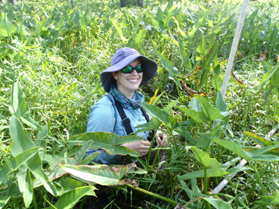 Rachelle collecting data in the field 